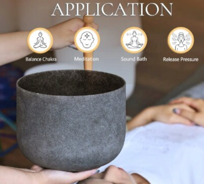 CL28 - 8 Inch Obsidian Gemstone Fusion Crystal Singing Bowl C Note