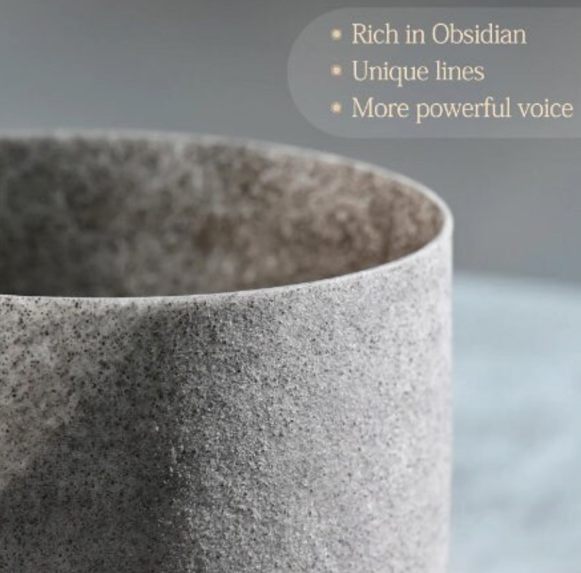 CL28 - 8 Inch Obsidian Gemstone Fusion Crystal Singing Bowl C Note