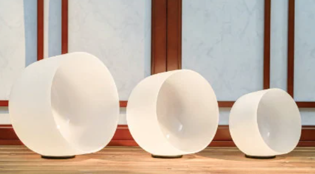 CL46 - 3pcs 12''C 10''F 8''B Frosted Quartz Crystal Singing Bowl Chakra Set
