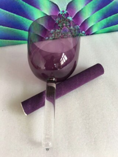 Purple colour crystal singing bowl handle