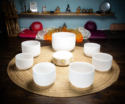 7pcs 7"-12" Crystal Singing Bowls Chakra Set of 7 with Carrying Cases