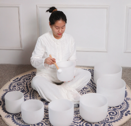 7pcs 7"-12" Crystal Singing Bowls Chakra Set of 7 with Carrying Cases