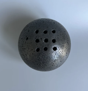 CSB-115 - 9 Holes 10.5CM Natural Marble Cave Hole Stone Round Incense Burner Yellow Travertine Ball