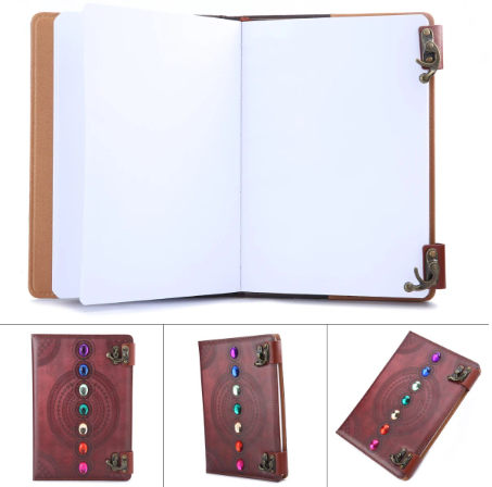 Weekly Planner Notebook Chakra Gemstone Leather Work Study Plan Notepad Journal Notebook Stationery