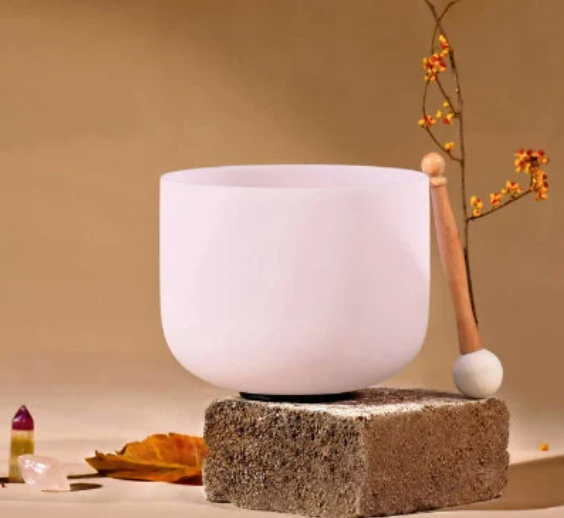 CL8 - 10 Inch Pink Rose Quartz Gemstone Fusion Crystal Singing Bowl For Sound Healing  D Note  440Hz / 432Hz