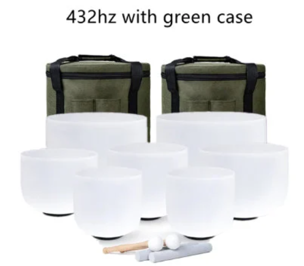 CL38 - 7-12 inch Chakra Set of 7 Crystal Singing Bowls with Heavy Duty Carrying Cases