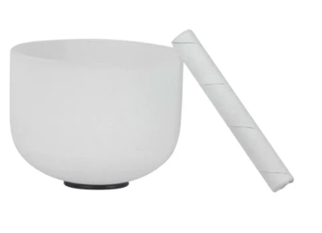 CL22 - 8 Inch Note G Chakra Frosted Quartz Crystal Tibetan Singing Bowl 8" Meditation Yoga Sound Healing Perfect Sound + Stick