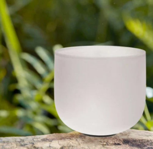CL13 - 7 Inch A# Note 432Hz  White Frosted Crystal Singing Bowl For Yoga Relaxed Sound Healing Instrument