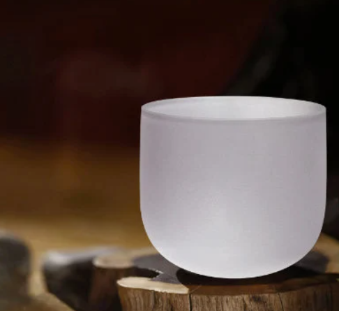 CL13 - 7 Inch A# Note 432Hz  White Frosted Crystal Singing Bowl For Yoga Relaxed Sound Healing Instrument