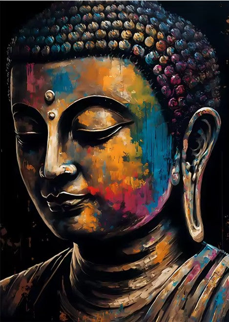 CL89 - Vintage Buddha Statue Canvas Painting Religious Prints Posters Wall Art Picture