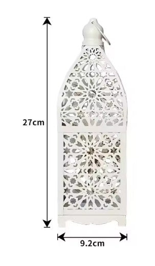 CL90 - Home Ornament Iron Art Moroccan Night Light Hollow Battery Powered Lantern.