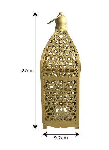 CL91 - Home Ornament Iron Art Moroccan Night Light Hollow Battery Powered Lantern.