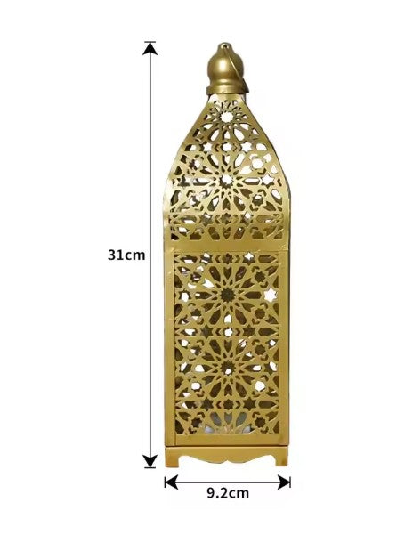 CL91 - Home Ornament Iron Art Moroccan Night Light Hollow Battery Powered Lantern.