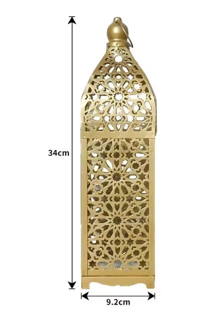 CL91 - Home Ornament Iron Art Moroccan Night Light Hollow Battery Powered Lantern.