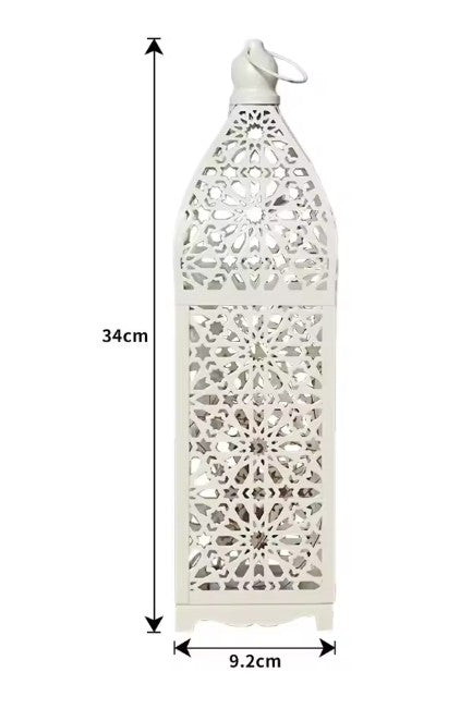CL90 - Home Ornament Iron Art Moroccan Night Light Hollow Battery Powered Lantern.