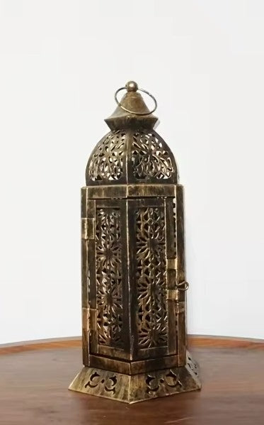 CL92 - 1PC Metal Retro Moroccan Lantern Candelabra, Candle Holder, Iron Candelabra, Hurricane Lamp Candelabra Decoration