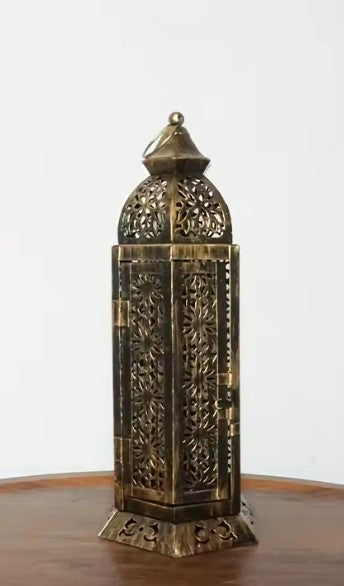 CL92 - 1PC Metal Retro Moroccan Lantern Candelabra, Candle Holder, Iron Candelabra, Hurricane Lamp Candelabra Decoration