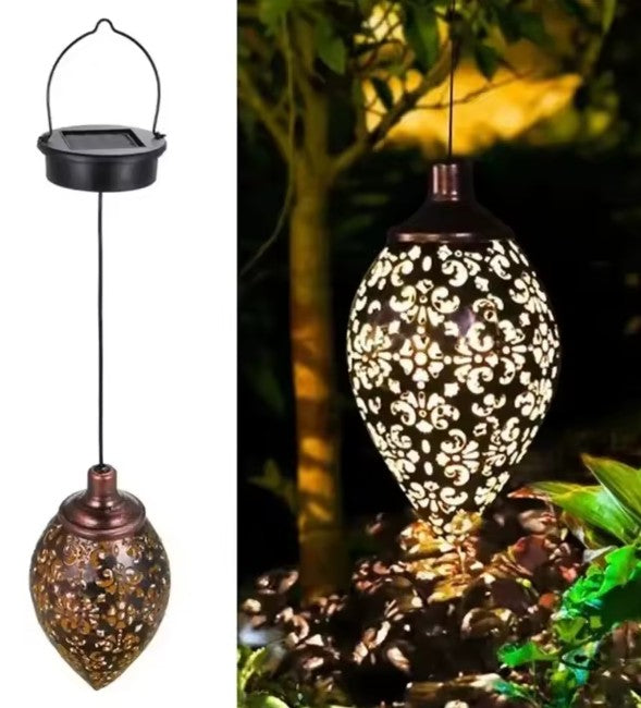 CL93 - Water Drop Shaped Outdoor Solar Projection Light Waterproof Hollowed-out Design for Garden Patio Stair Landscape