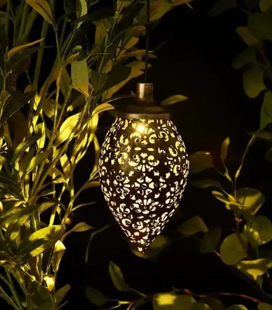 CL93 - Water Drop Shaped Outdoor Solar Projection Light Waterproof Hollowed-out Design for Garden Patio Stair Landscape