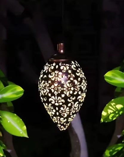 CL93 - Water Drop Shaped Outdoor Solar Projection Light Waterproof Hollowed-out Design for Garden Patio Stair Landscape