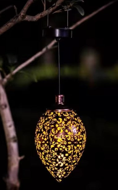 CL93 - Water Drop Shaped Outdoor Solar Projection Light Waterproof Hollowed-out Design for Garden Patio Stair Landscape