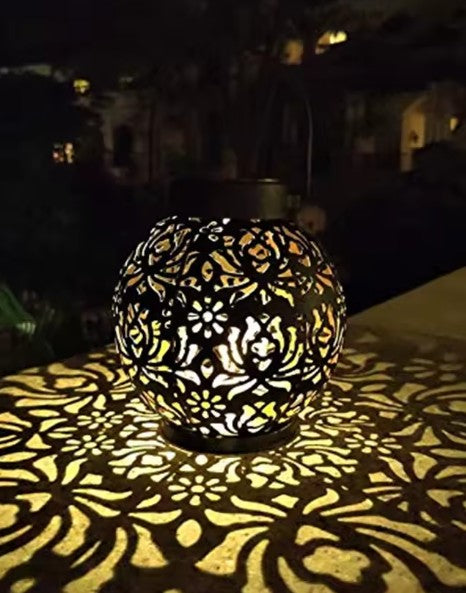 CL94 - Outdoor Garden Solar Light Iron Art Hanging Light Hollow LED Landscape Light Garden Decoration Projection Light Waterproof