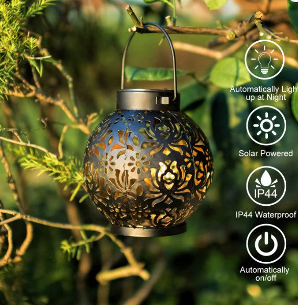 CL94 - Outdoor Garden Solar Light Iron Art Hanging Light Hollow LED Landscape Light Garden Decoration Projection Light Waterproof