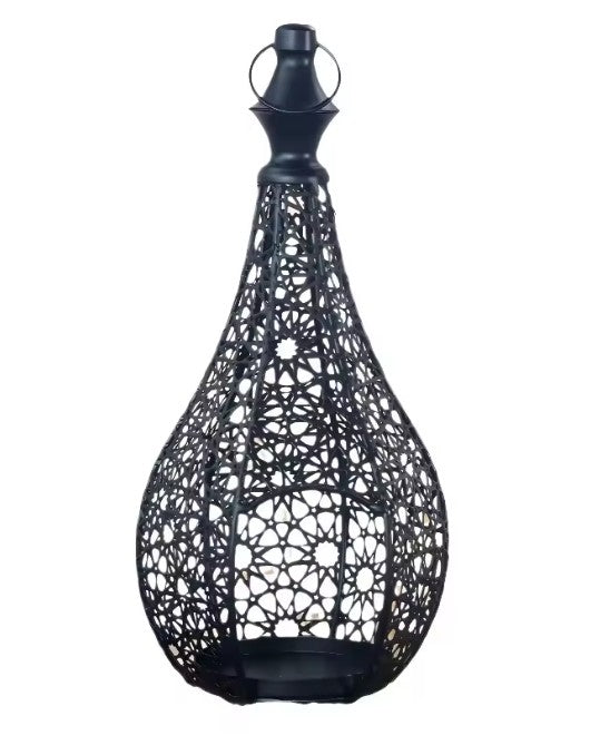 CL95 - Moroccan Style Iron Art Hollow Retro Candle Holder Hanging Lantern Home Decor Craft Ornament for Home Living Room Garden