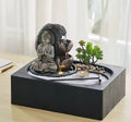 CL69 - Buddha Zen Table Fountain with LED Light Indoor Buddha Statue Fountain Landscape Succulent Plants Home Decoration