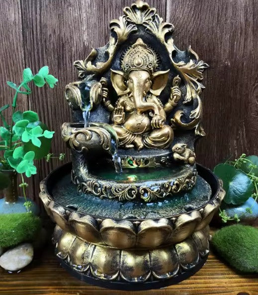 CL71 - Hand Made Hindu Ganesha Statue Indoor Water Fountain Led Waterscape Home Decorations Lucky Feng Shui Ornaments Zen Yoga Decor