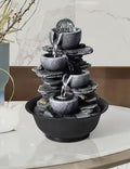 CL101 - 4-Tier Stone Falls Tabletop Water Fountain with LED Lights - Peaceful and Relaxing Water Sound - Decorative Waterfall Fountain