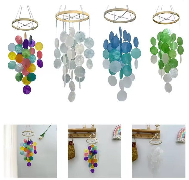 CL103 - Bohemian Shell Wind Chime Handcrafted With Natural Elements For Indoor And Outdoor Decoration And Calm Ambiance