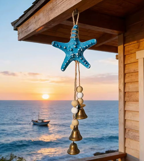 CL108 - Coastal Resin Starfish Wind Chime with Bell