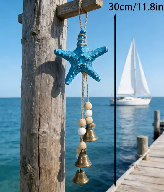 CL108 - Coastal Resin Starfish Wind Chime with Bell