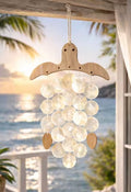CL110 - Nautical Wooden Turtle Capiz Shell Wind Chime.
