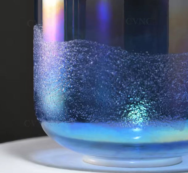 CL24 - 6 Inch Glacier Flowing Sand Clear Quartz Crystal Singing Bowl Cosmic Light for Meditation and Sound Healing with Mallet