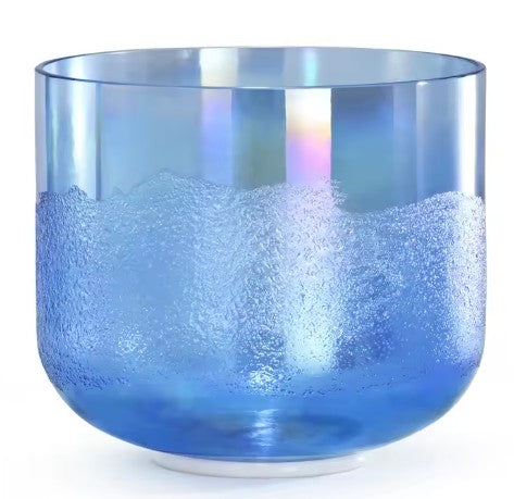 CL24 - 6 Inch Glacier Flowing Sand Clear Quartz Crystal Singing Bowl Cosmic Light for Meditation and Sound Healing with Mallet