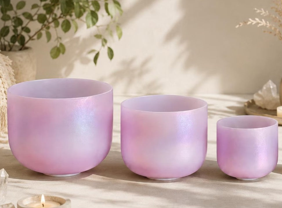 CL33 - Crystal Singing Bowl Set:C#D#E#F#G#A#432H with Mallets and carrying bag