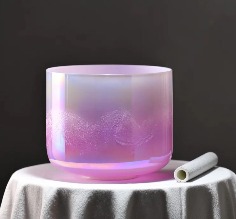 CL120 - Crystal Singing Bowl. Gold Quartz,432Hz with Mallets and carrying bag.