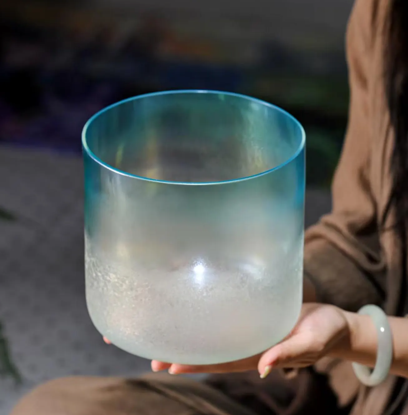 CL121 - 432 Hz Crystal Singing Bowl with Mallets and carrying bag.