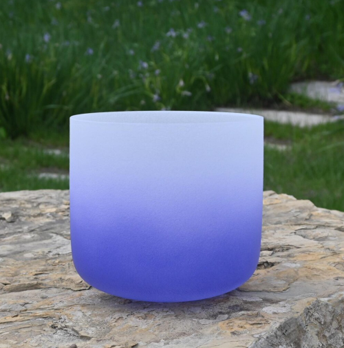CL122 - Gradient Crystal Singing Bowl – 7 Inch Note A Frosted Quartz Meditation Tool