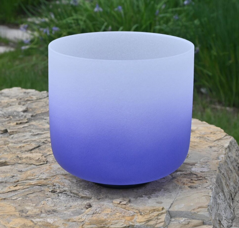 CL122 - Gradient Crystal Singing Bowl – 7 Inch Note A Frosted Quartz Meditation Tool