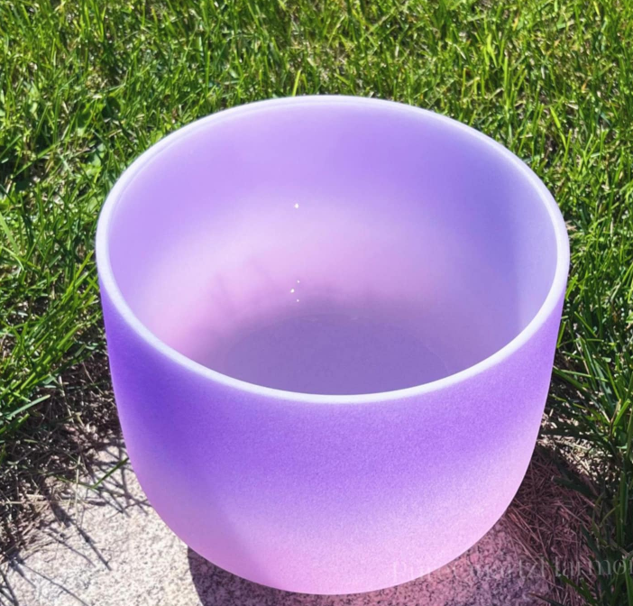 CL123 - 8 Inch Note B Crystal Singing Bowl: Purple Pink Quartz 432Hz Sound Healing.
