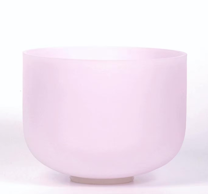 CL124 - Pink Gemstone Quartz Crystal Singing Bowl, 10 Inch, 432Hz Meditation Instrument (Mallet Included)
