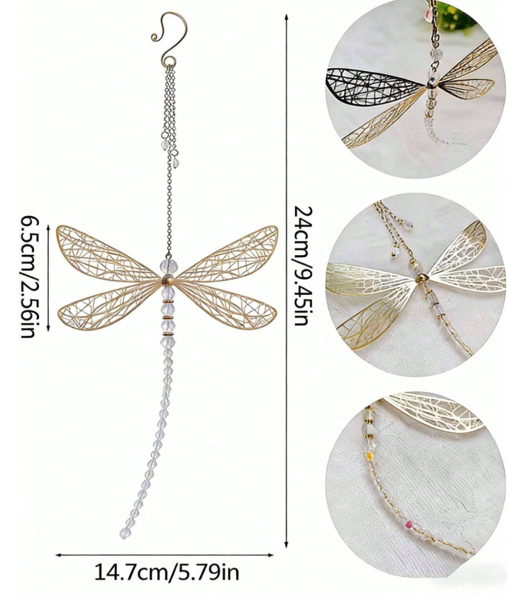 CL128 - 1pc Art Deco Style Metal Dragonfly Pendant.