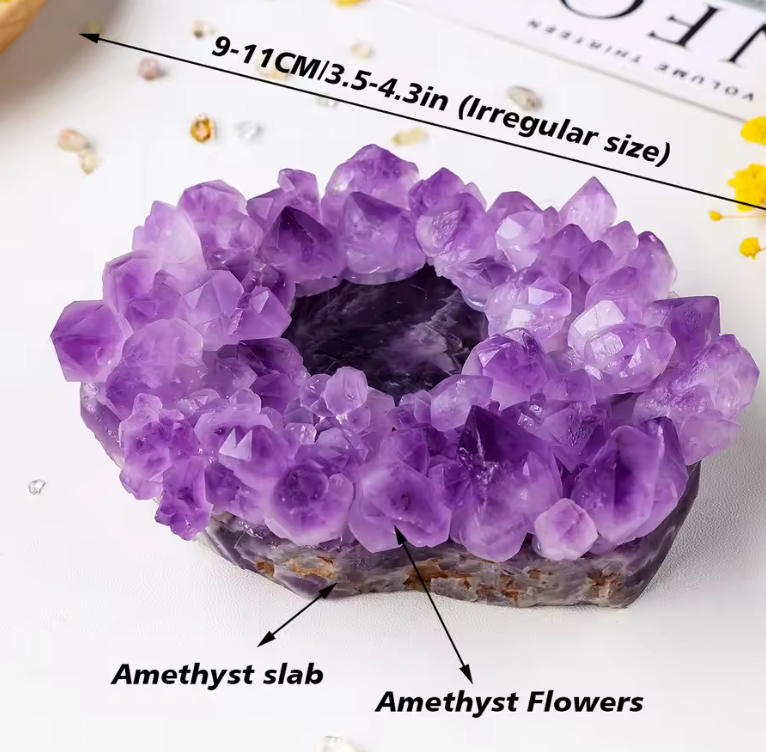 CL139 - 1PC Natural Amethyst Cluster Amethyst Tooth Flower Stone Candlestick Base