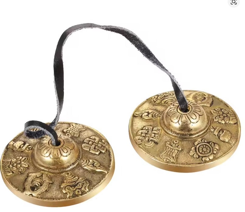 Tibetan Tingsha Cymbals 2pcs, Meditation Sanskrit Brass Chime Bells for Spiritual Healing Mindfulness, Yoga Buddhist