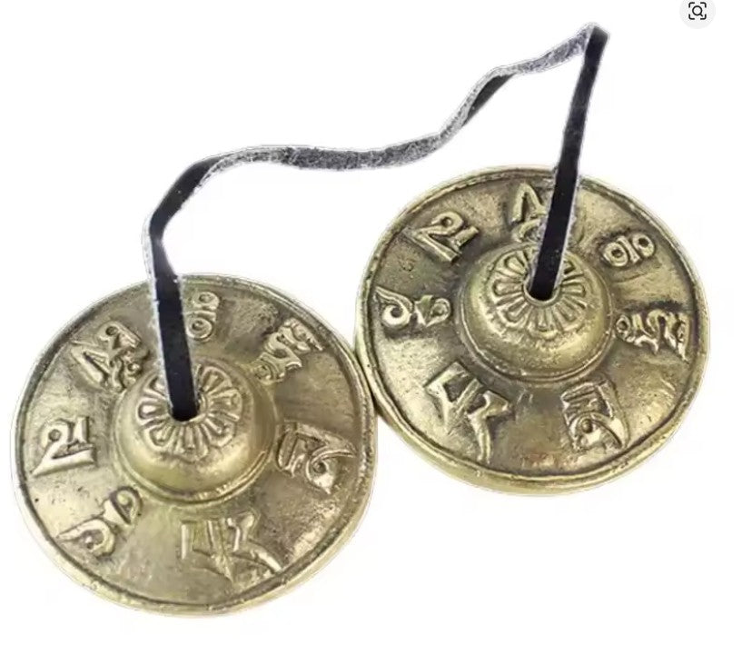 Tibetan Tingsha Cymbals 2pcs, Meditation Sanskrit Brass Chime Bells for Spiritual Healing Mindfulness, Yoga Buddhist