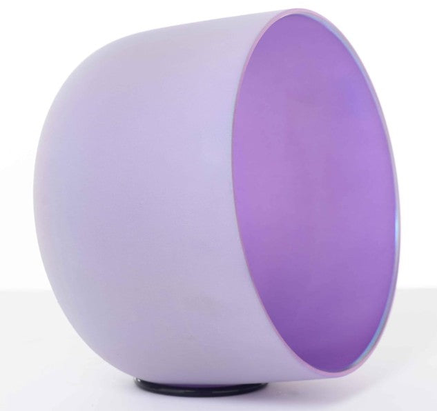 CL3 - 432Hz 8 Inch Colored Design Frosted Quartz Crystal Singing Bowls with Carry Case Bag (B note -Light Purple)