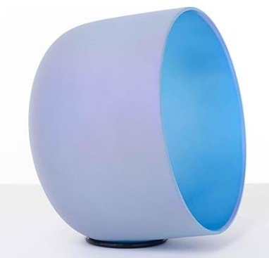 CL2 - 432Hz 8 Inch Colored Design Frosted Quartz Crystal Singing Bowls with Carry Case Bag (A note -Light Indigo)